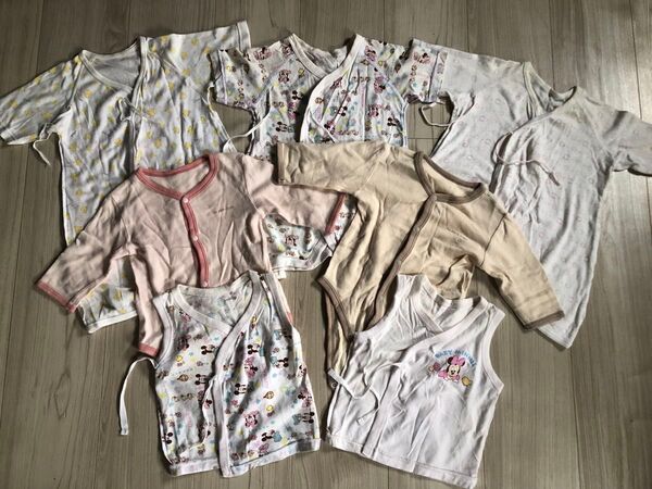 女の子 ベビー服 肌着 まとめ売り 7着 ミニーちゃん ピンク ベージュ 50-60