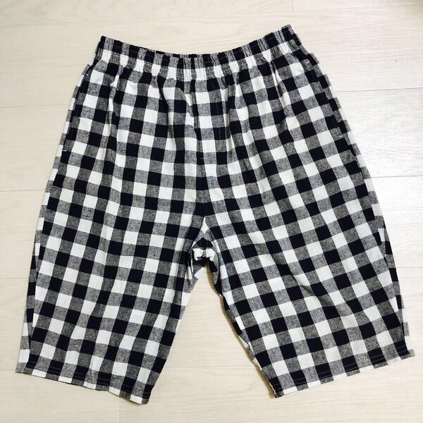 【クーポン利用200円引き】チェック柄 綿 ハーフパンツ 部屋着 ルームパンツ レディース Lサイズ