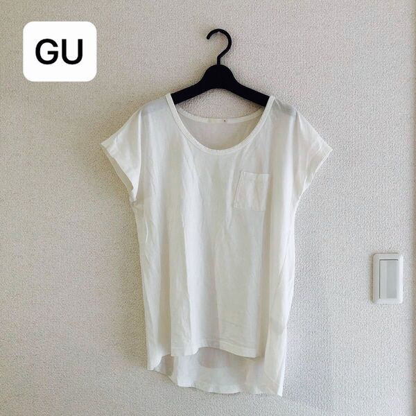 GU ジーユー カットソー チュニック丈 Tシャツ 綿 Mサイズ