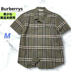新品 バーバリー Burberrys 希少 M ノバチェック オープンカラーシャツ 開襟シャツ 半袖