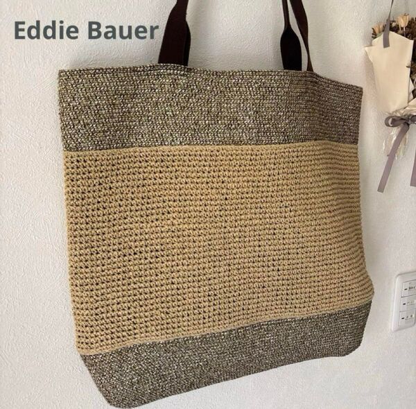 エディバウアー Eddie Bauer ペーパーストローバッグ ハンドル牛革 トートバッグ 大きめ