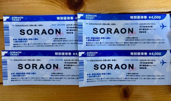 SORAON 2025 優待券 4枚 10800円割引 千歳
