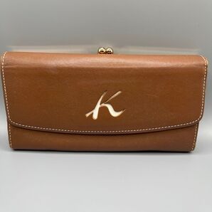 【中古】 Kitamura 長財布 ブラウン レザー がま口 KITAMURA 財布