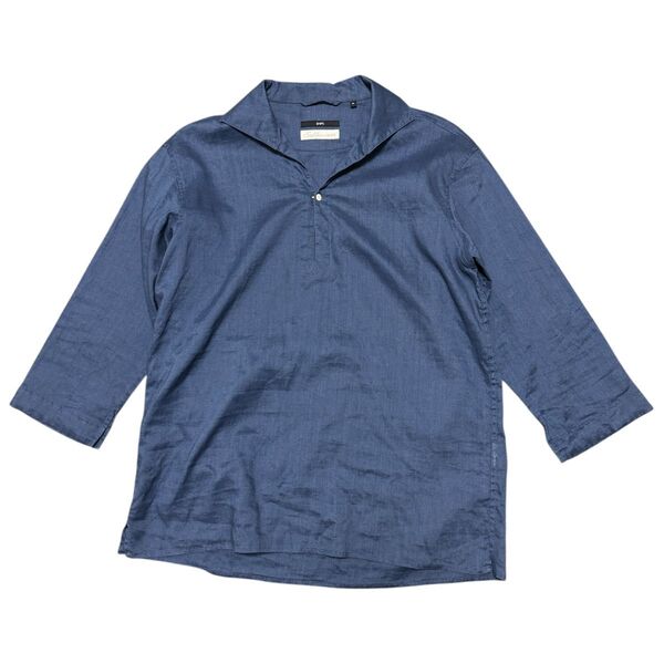 SHIPS シップス SOLOTEX(R) サフィランリネン リラックス 7スリーブ カプリシャツ ブルー メンズ サイズM