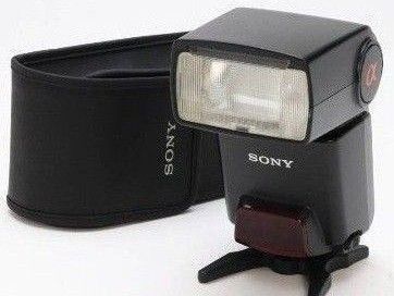 美品 純正 SONY HVL-F42AM ストロボ αマウント用 ポーチ・スタンド付き TTL動作OK フラッシュ