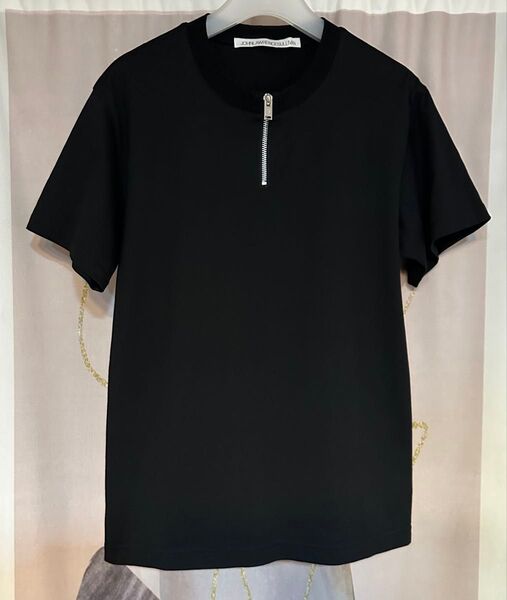 ジョンローレンスサリバン ハーフジップ コットン Tシャツ ブラック