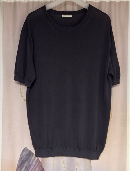 ユナイテッドアローズ コットンシルク ニットTシャツ チャコールグレー