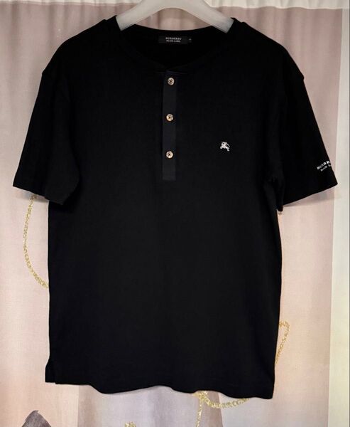 バーバリー ブラックレーベル ノバチェックボタン ヘンリーネック Tシャツ