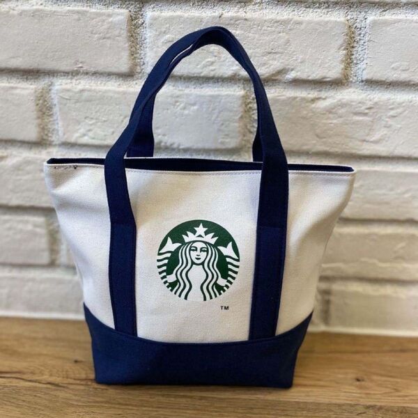 海外限定スターバックス トートバッグ エコバッグ ランチパックSTARBUCKS 紺色