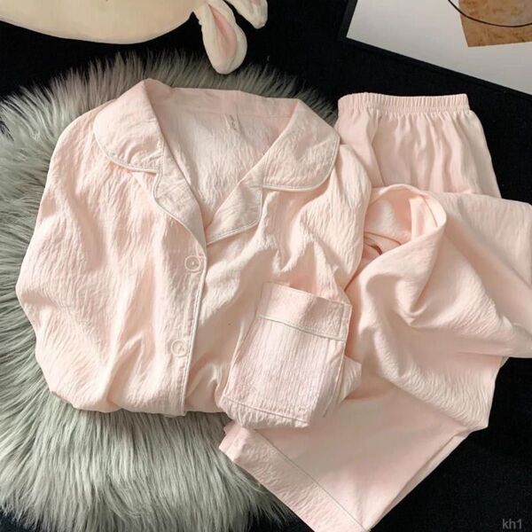 新品レーディス ルームウェア 部屋着 女性 長袖綿婦人 上下セット パジャマ ピンク 柔らかい シンプル