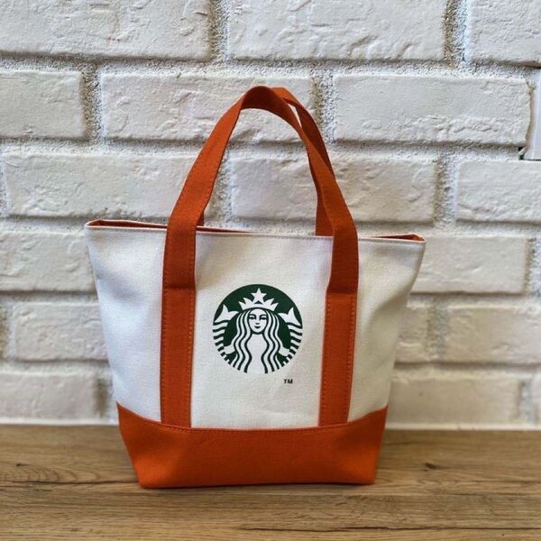 スターバックス トートバッグ エコバッグ キャンバスバッグSTARBUCKS スタバ オレンジ色