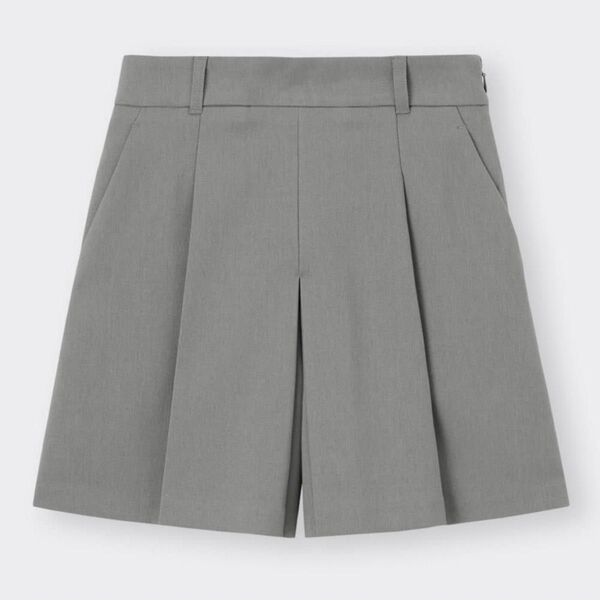 【6月30日までの限定価格】【GU】ジーユー タックショートパンツ ハーフパンツ 半ズボン 短パン グレー