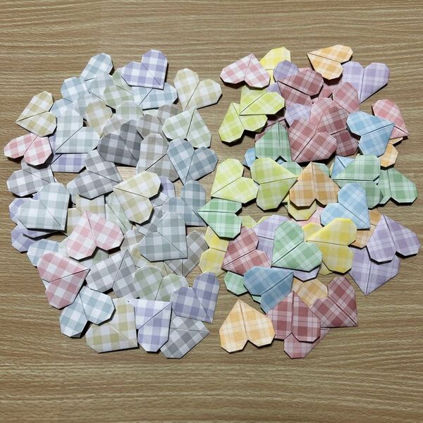 折り紙*デザインペーパー ミニハート 100個 ハンドメイド