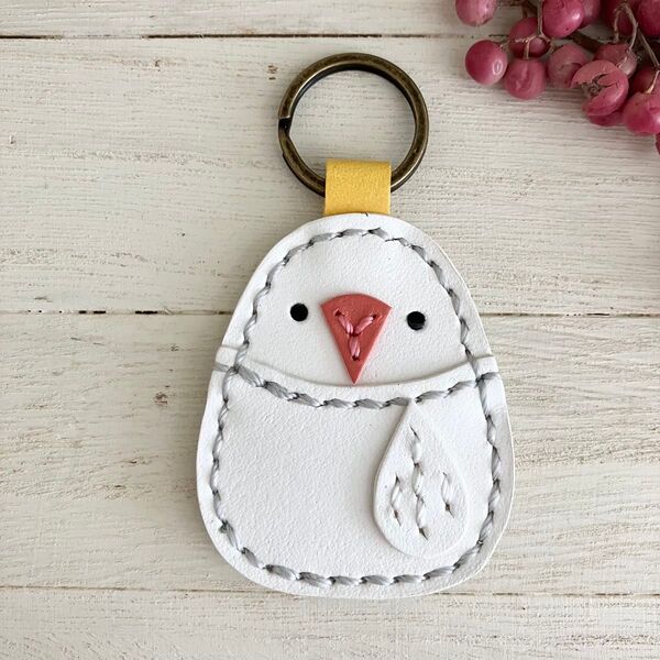 【24】文鳥 鳥 ペット 本革 ハンドメイド レザークラフト 革小物