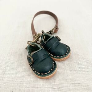 【26】青緑 本革 バッグチャーム ハンドメイド レザークラフト 革小物 靴