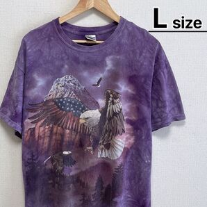 The Mountain Tシャツ L タイダイ柄 パープル イーグル アニマル
