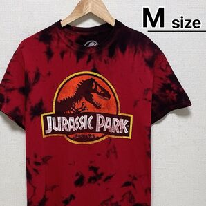 JURASSIC PARK Tシャツ M レッド タイダイ柄 ムービー プリント