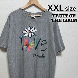 FRUIT OF THE LOOM Tシャツ XXL グレー プリント Love
