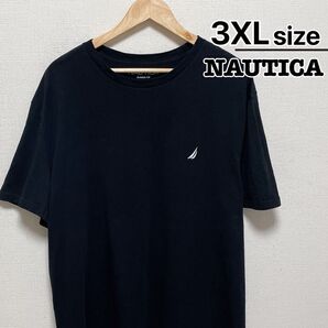 NAUTICA Tシャツ 3XL ブラック 無地 ワンポイントロゴ USA古着