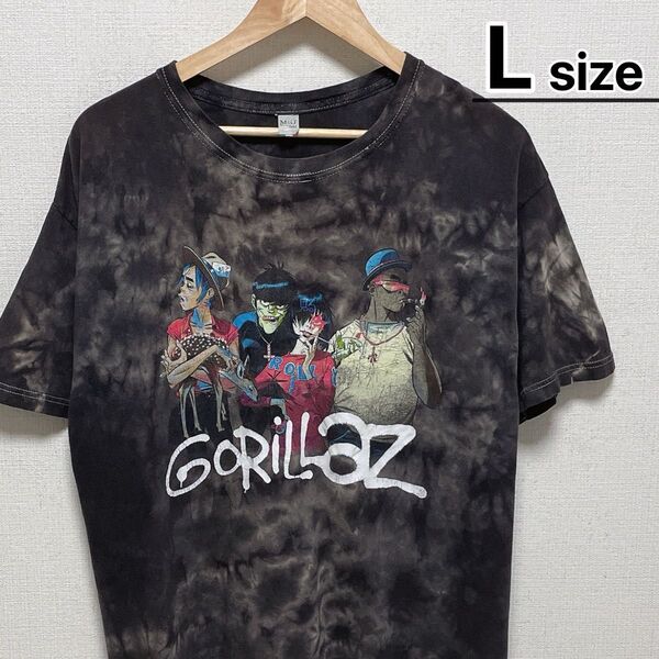 GORILLAZ Tシャツ L タイダイ柄 ブラック グレー バンド M&O