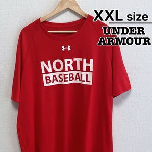 UNDER ARMOUR Tシャツ XXL レッド ベースボール ドライ 古着
