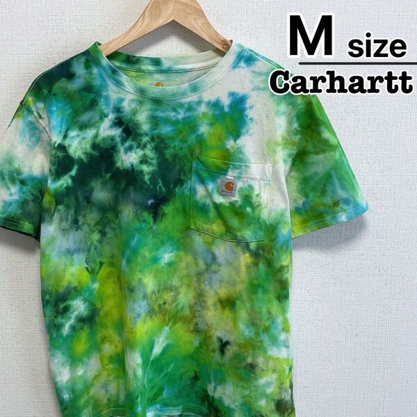 Carhartt Tシャツ レディースM タイダイ柄 グリーン 緑 USA古着
