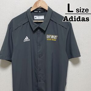 Adidas チームシャツ L 半袖 ダークグレー カレッジ ユニフォーム 古着
