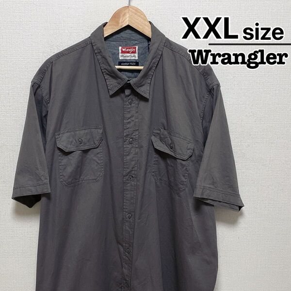 Wrangler ワークシャツ 半袖 XXL グレー 無地 コットン USA古着