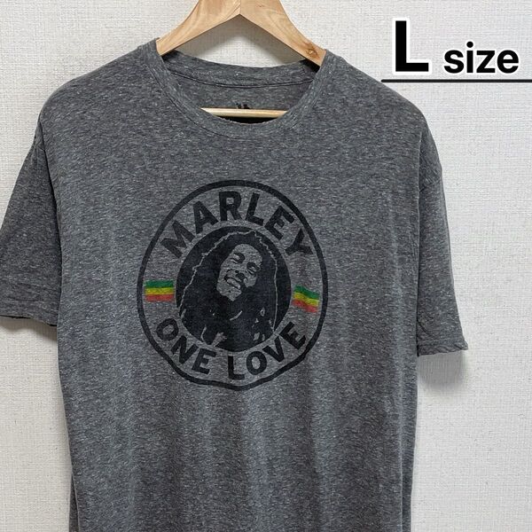 USA古着 ボブマーリー Tシャツ L グレー プリント レゲエ 半袖 ZION