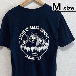 USA 古着 Tシャツ M ネイビー プリント マウンテン ロゴ クルーネック
