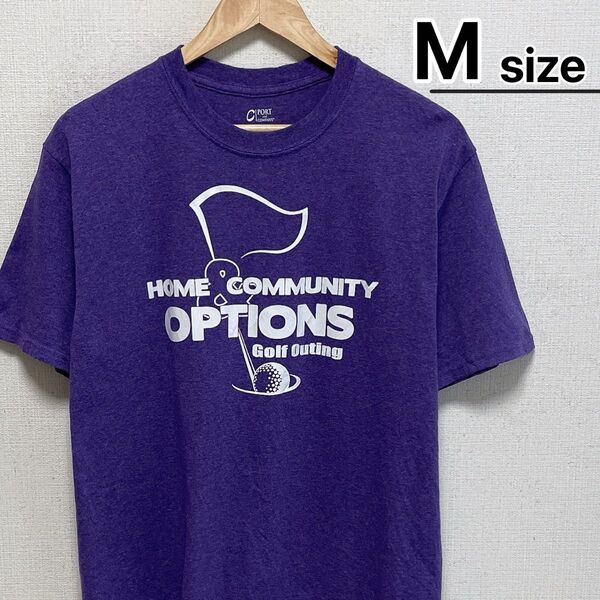 USA古着 Tシャツ M パープル プリント ゴルフ PORT&COMPANY