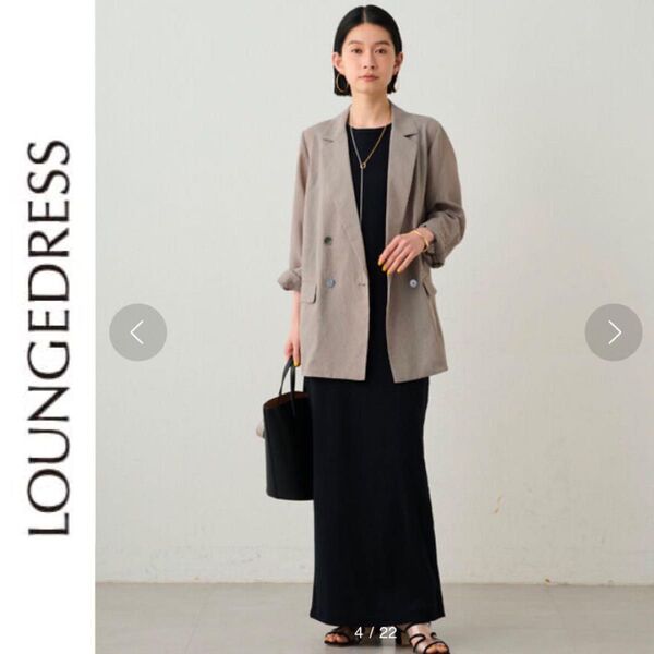 新品 Loungedress ノースリカットワンピース ラウンジドレス ブラック ノースリーブワンピース