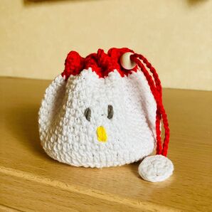 かぎ針編み 巾着 にわとりさん