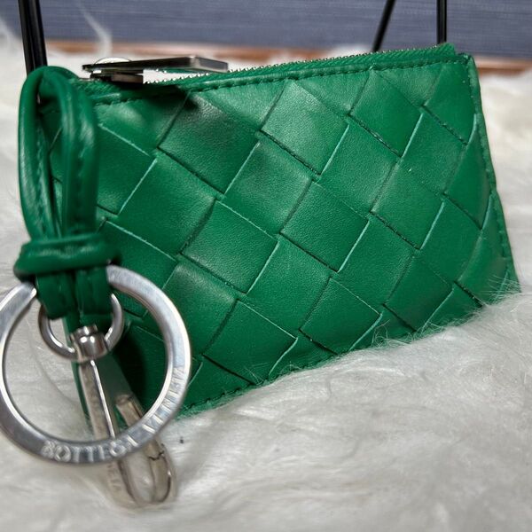 極美品!RFID搭載【BOTTEGAVENETA ボッテガヴェネタ】コインケース キーリング付 イントレチャート カセット メンズ