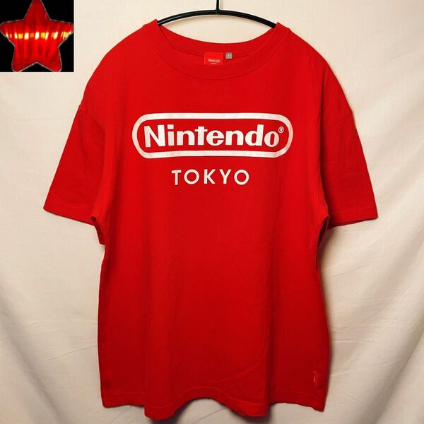 【Nintendo】tシャツ 任天堂 TOKYO ロゴ 赤レッド L カットソー
