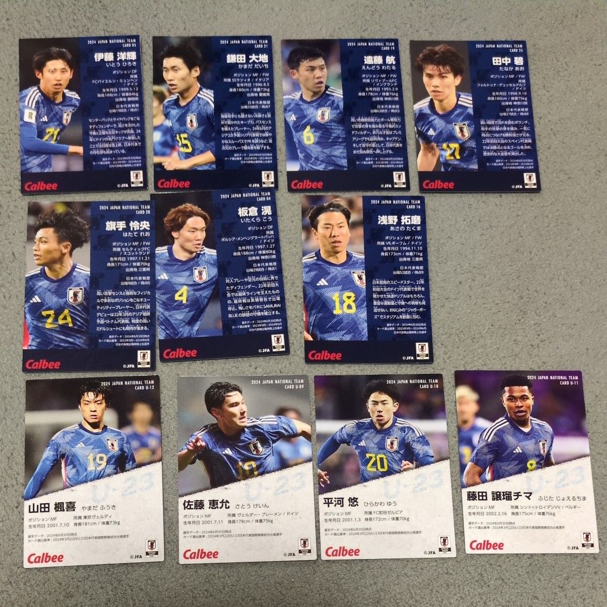 2024 サッカー日本代表 Calbee カード 11枚セット