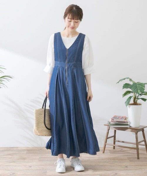 URBAN RESEARCH Sonny Labelデニムステッチジャンパースカート フリーサイズ 定価 9790円