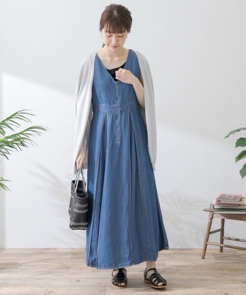 URBAN RESEARCH Sonny Labelデニムステッチジャンパースカート フリーサイズ 定価 9790円