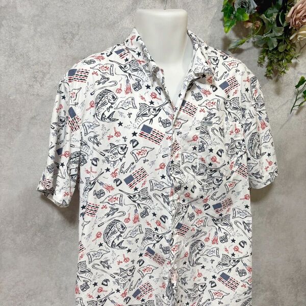 Columbia コロンビア PFG 半袖シャツ 総柄 フィッシング シャツ