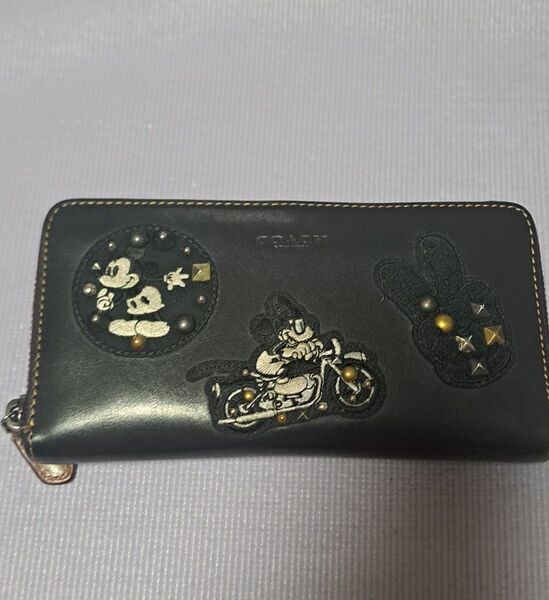 COACH ディズニーコラボ レザー ラウンドファスナー長財布