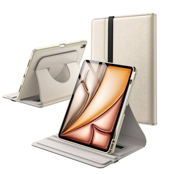JETech iPad Air 13 インチ M3/M2 (2025/2024) 用 360°回転 PUレザー 保護カバー