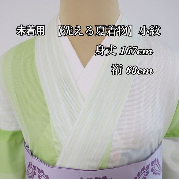新古品【洗える夏着物】絽◆縞模様◆小紋
