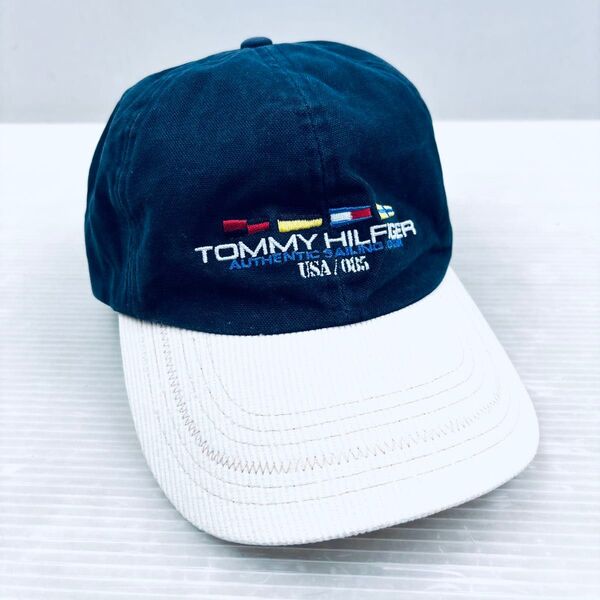 TOMMY HILFIGER コーデュロイ キャップ 帽子 ネイビー/ベージュ