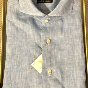 ★ 最終値下げ!超美品 azabu tailor 麻布テーラー リネンドレスシャツ 高級インポート生地使用 Lサイズ相当