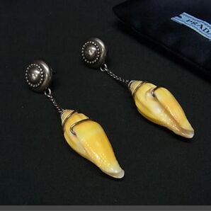 PRADA プラダ SV925 シェル 貝 ピアス アクセサリー レディース イエロー系×シルバー系