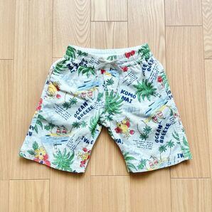 GLOBAL WORK◆南国柄 ハーフパンツ トロピカル コットン ホワイト グローバルワーク 白 ハワイアン 110 100
