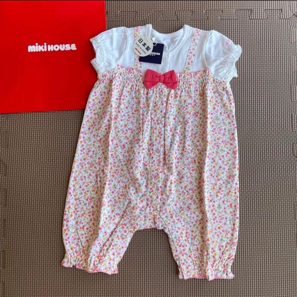 ★ミキハウス キャミパンツ風 小花柄ショートオール ロンパース 70★
