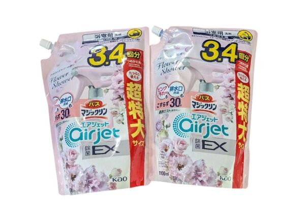 バスマジックリン エアジェット 除菌EX フラワーシャワー 1100ml×2