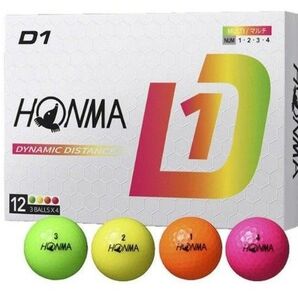 【新品・未使用品】ホンマ ゴルフ ボール D1 マルチカラー 2024モデル 1ダース 12球入 本間ゴルフ HONMA D1