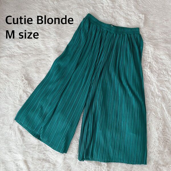 Cutie Blonde プリーツ ガウチョパンツ ワイドパンツ スカンツ グリーン系 サイズM ウエストゴム
